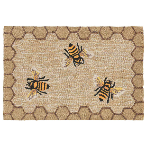 Frontporch Honeycomb Bee Indoor/Outdoor Rug Natural 24"X36"