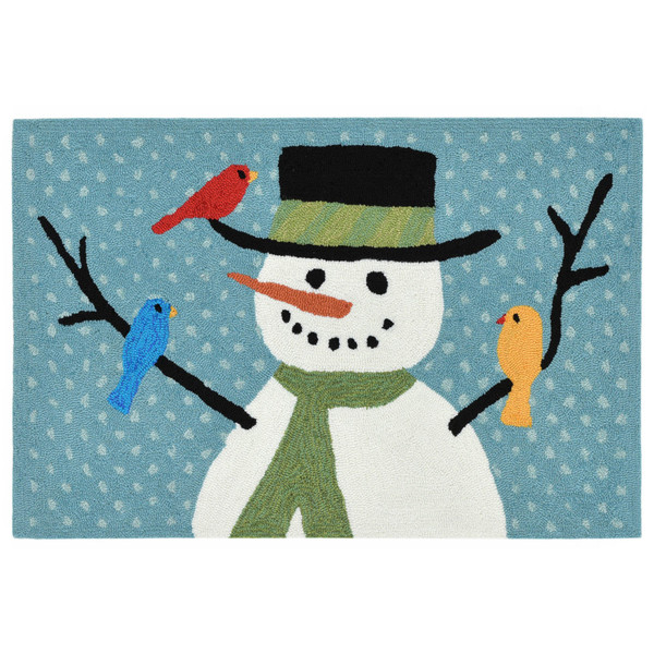 Frontporch Snowman And Friends Indoor/Outdoor Rug Blue 30"X48"