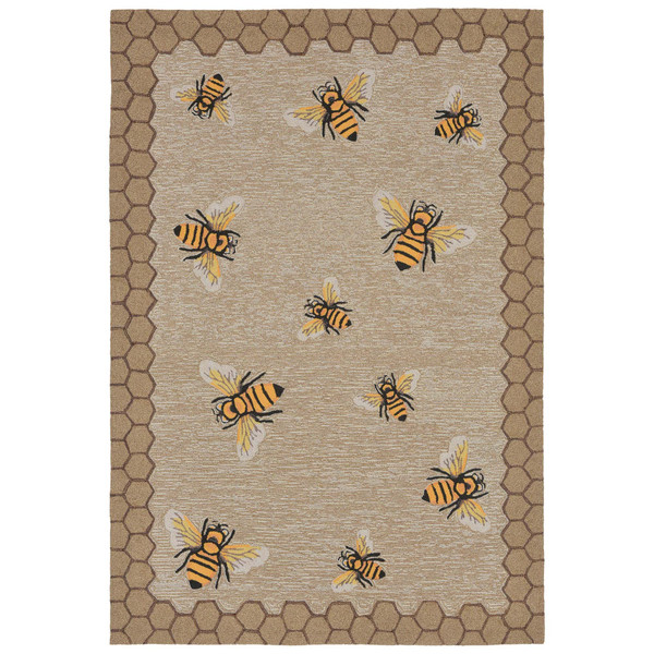 Frontporch Honeycomb Bee Indoor/Outdoor Rug Natural 5'X7'6"