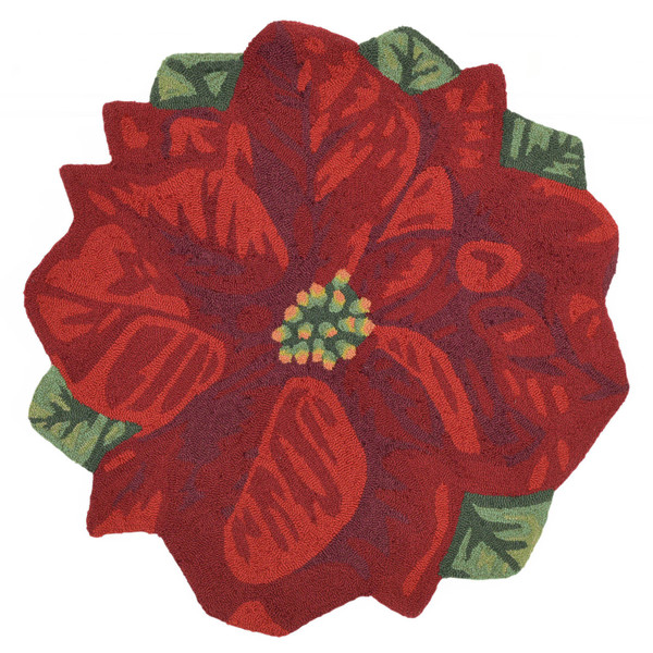 Frontporch Poinsettia Indoor/Outdoor Rug Red 3' Rd FTPD3241124