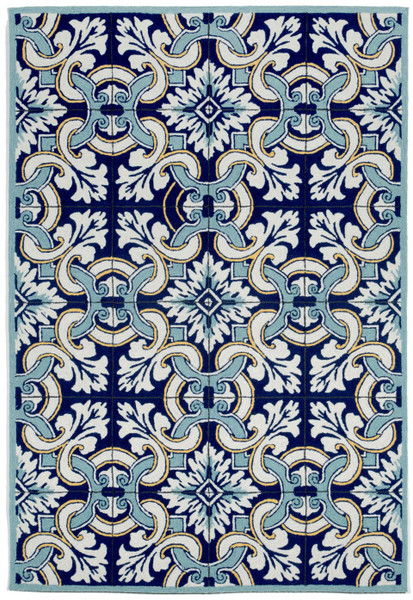 Ravella Floral Tile Indoor/Outdoor Rug Blue 5'X7'6" RVL57225333