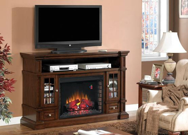 28MM6240-O128 Twin Star Belmont Caramel Oak Media Mantel Fireplace