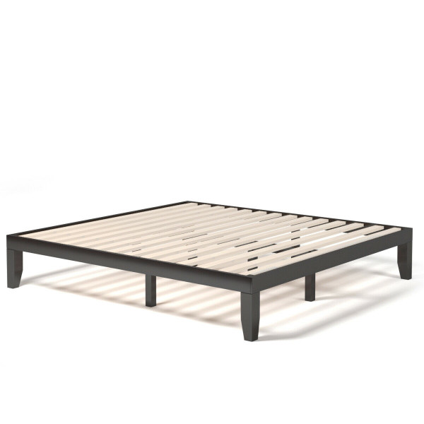 14 Inch King Size Wood Platform Bed Frame-Brown HW63261BN
