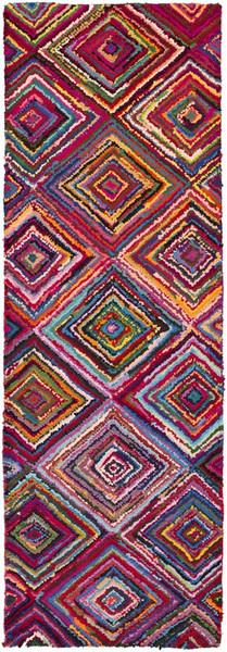 Surya Boho Hand Hooked Pink Rug BOH-2002 - 2'6" x 8'