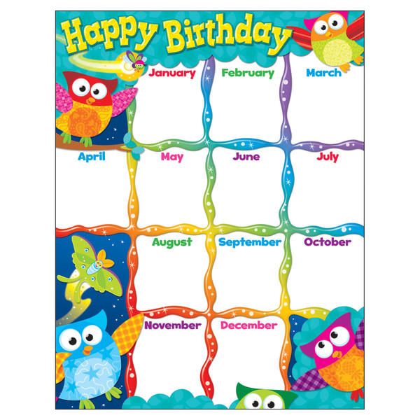 Happy Birthday Owl Stars Learning Chart T-38452