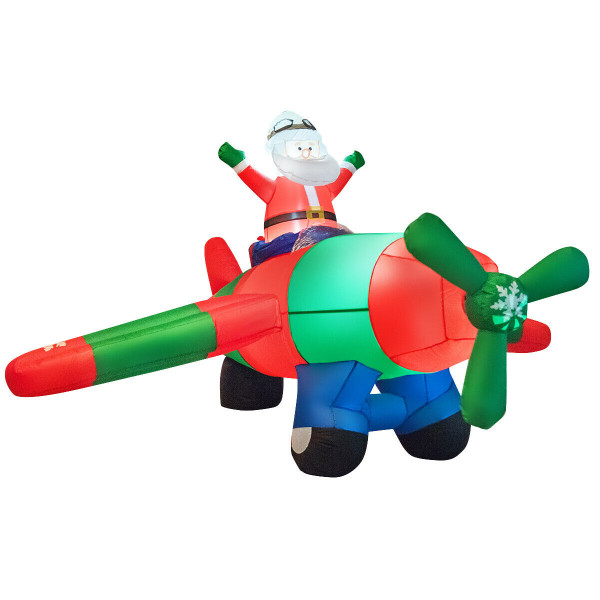 8Ft Led Blow Up Christmas Santa Claus With Flying Airplane CM22346RB