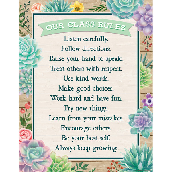Rustic Bloom Our Class Rules Chart TCR7974