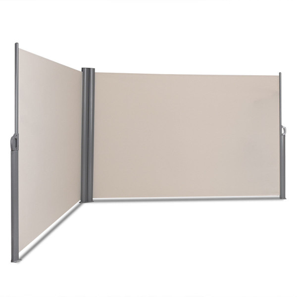 237" X 71" Patio Retractable Double Folding Side Awning Screen Divider OP3570