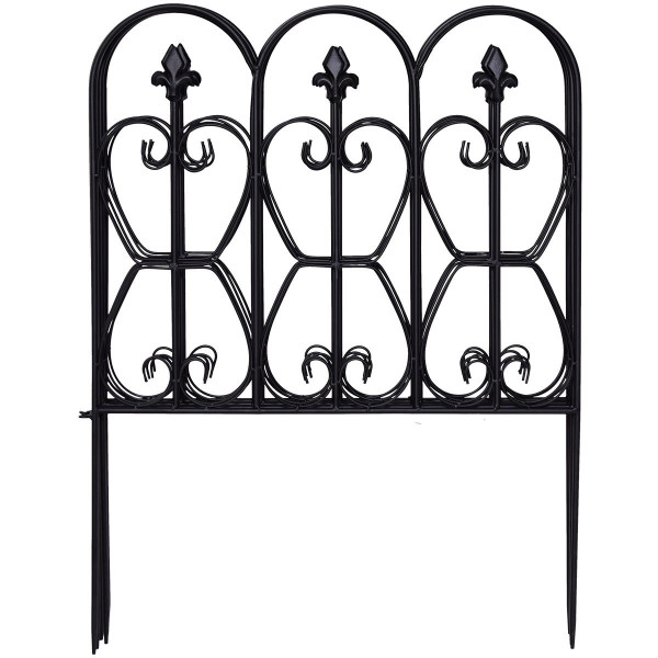 Folding Decorative Garden Fence With 5 Coated Metal Panels OP3643