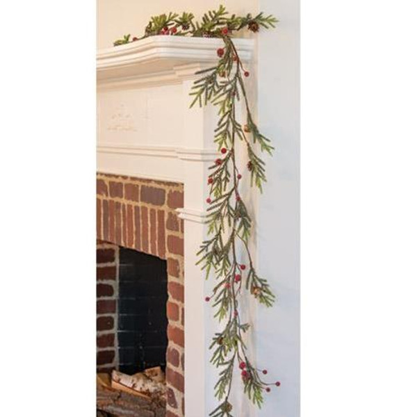 Mountain Pine & Berries Garland 5' F10058 By CWI Gifts