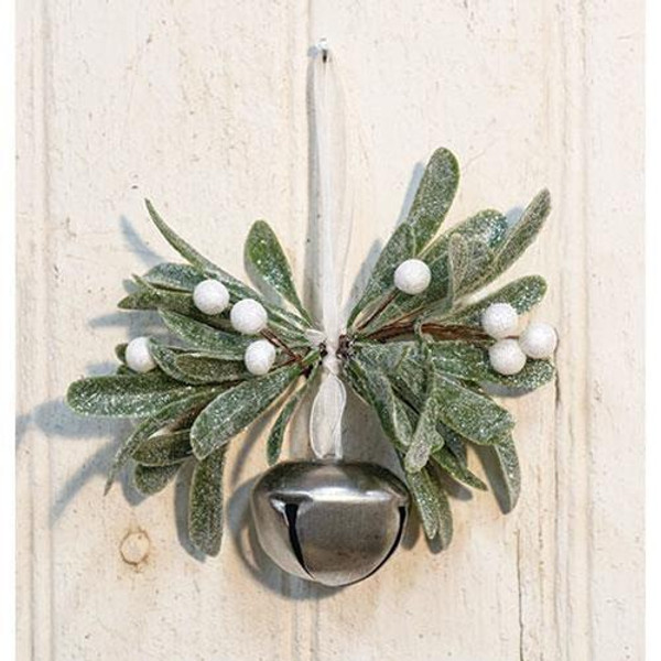 Sparkle Mistletoe Bell Ornament FISB71375R By CWI Gifts