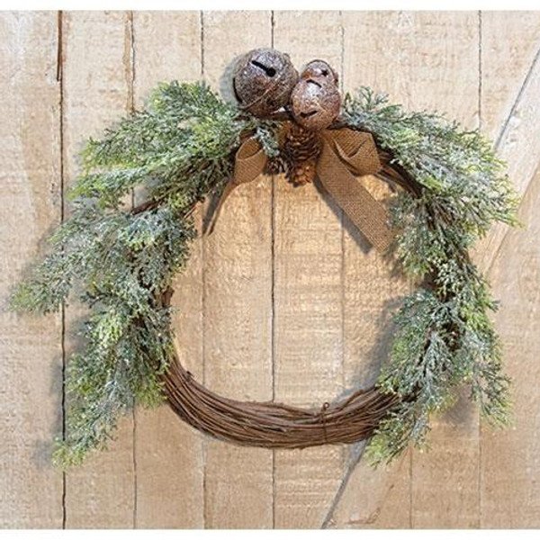 Vintage Country Cedar And Bell Wreath 17" FISB73150 By CWI Gifts