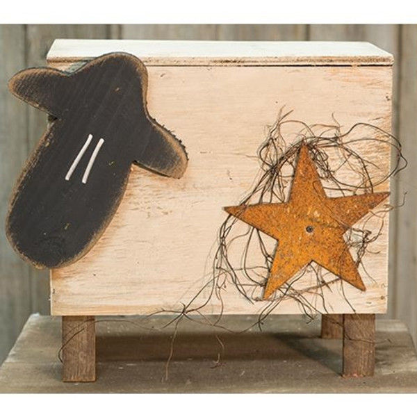 Sheep Box With Metal Star G18121 By CWI Gifts