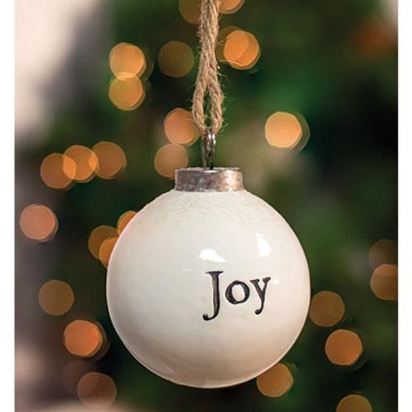 White Ceramic Ornament "Joy" G25002 By CWI Gifts