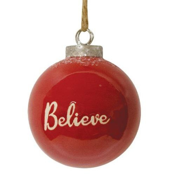 Red Ceramic Ornament "Believe" G25012 By CWI Gifts