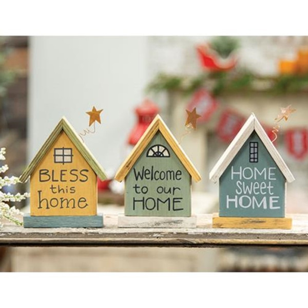 *Wooden House 3 Asstd. (Pack Of 3) G34261 By CWI Gifts