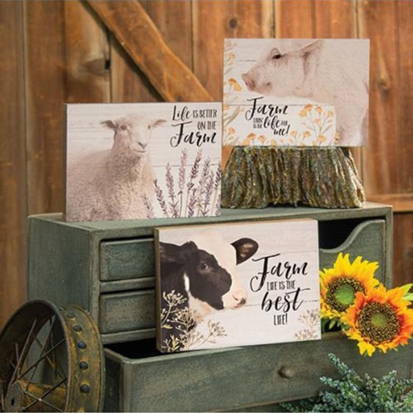 *Farm Livin' Box Sign 3 Asstd (Pack Of 3) G34293 By CWI Gifts