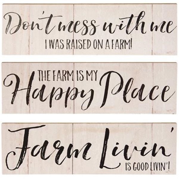 Farm Livin' Wall Sign Asst. (Pack Of 3) G34313 By CWI Gifts