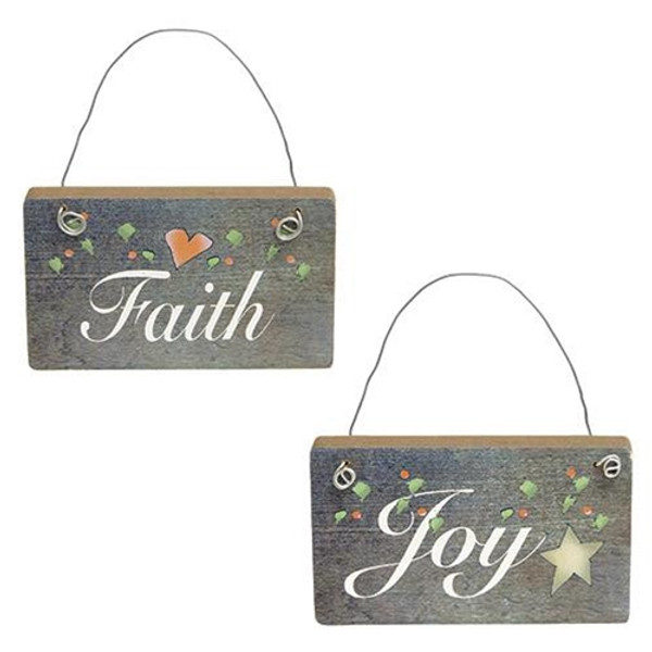 Faith & Joy Ornament Asst. (Pack Of 2) G34320 By CWI Gifts