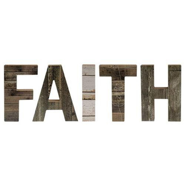 5/Set Farmhouse Wood Letters "Faith" G34453 By CWI Gifts