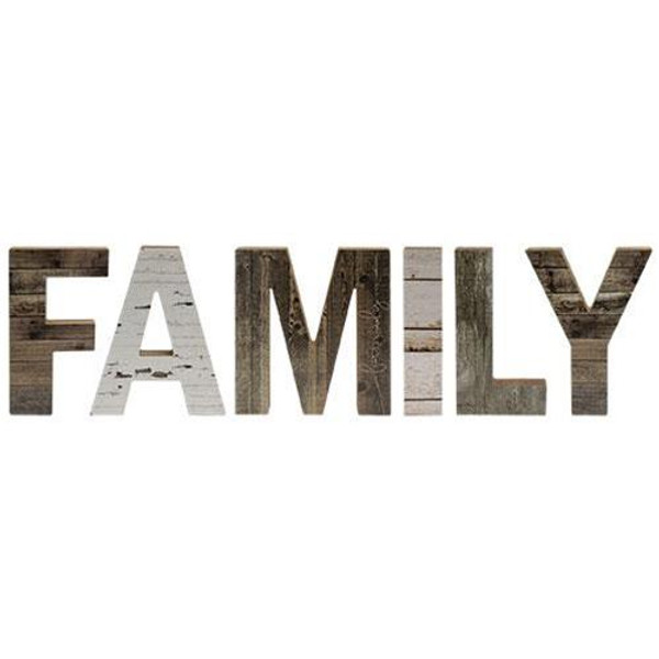 6/Set Farmhouse Wood Letters "Family" G34455 By CWI Gifts