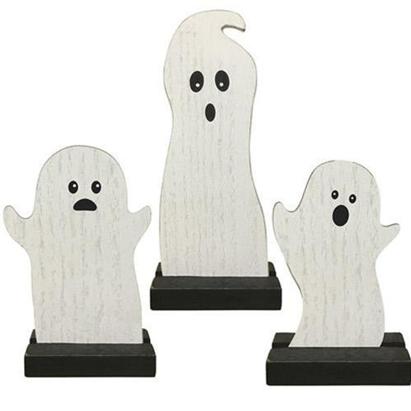 3/Set Wooden Ghosts G34506 By CWI Gifts