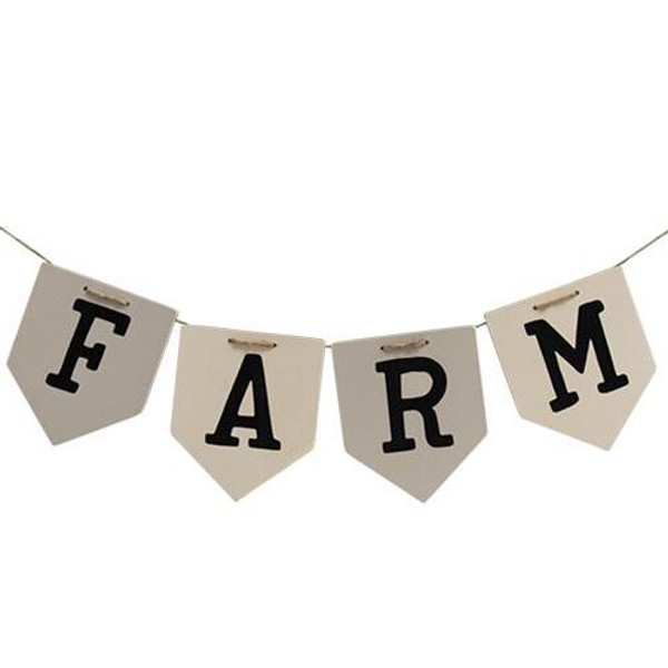 Farm Wooden Pennant Banner G34552 By CWI Gifts