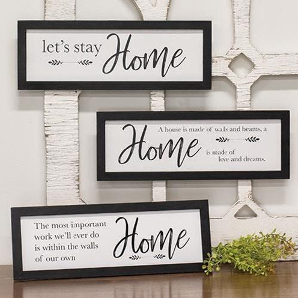 Let'S Stay Home Framed Sign 3 Asstd (Pack Of 3) G34553 By CWI Gifts