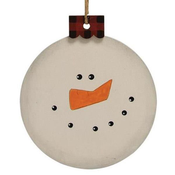 Snowman Head Buffalo Check Ornament G34672 By CWI Gifts