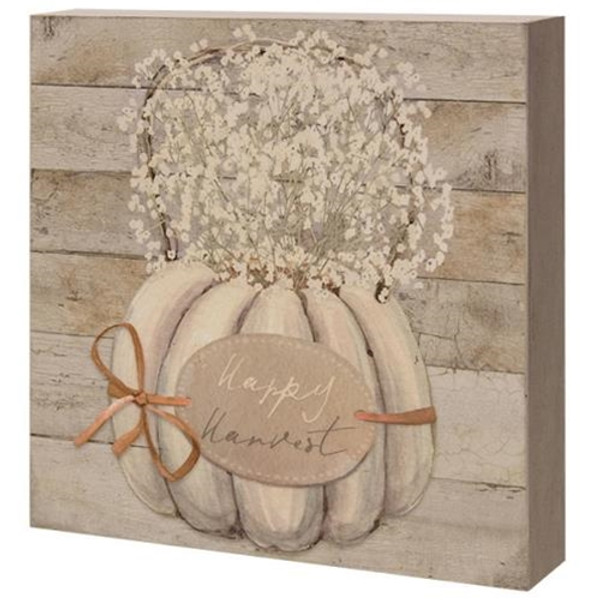 Happy Harvest Pumpkin Box Sign G39007 By CWI Gifts