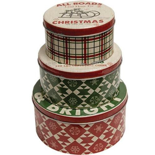 3/Set Be Merry & Bright Canisters G60255 By CWI Gifts