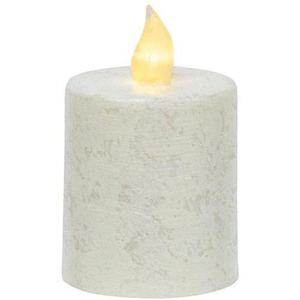 Rustic White Flame Timer Pillar 2.25" X 2.5"
 G84728 By CWI Gifts