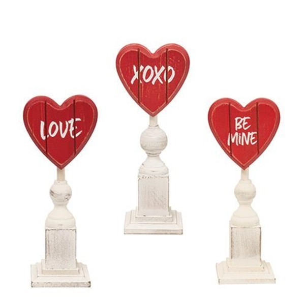 Be Mine Heart Pedestal 3 Asstd. (Pack Of 3) G90589 By CWI Gifts