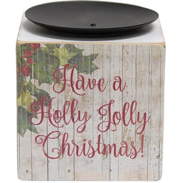 Holly Jolly Candle Block G90730 By CWI Gifts