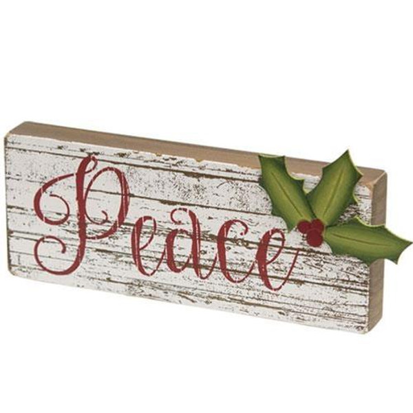 Holly Jolly Christmas Wood Sitter "Peace" G90738 By CWI Gifts