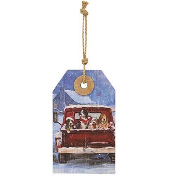 *Winter Truck Scene Wooden Tag G90760 By CWI Gifts