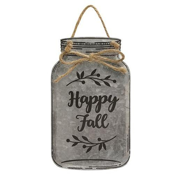 Happy Fall Metal Mason Jar Ornament G90779 By CWI Gifts