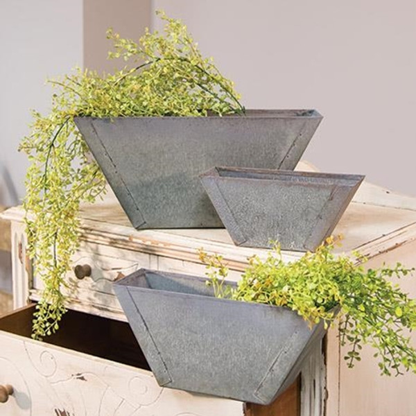 3/Set Washed Galvanized Flower Boxes G98843GB By CWI Gifts