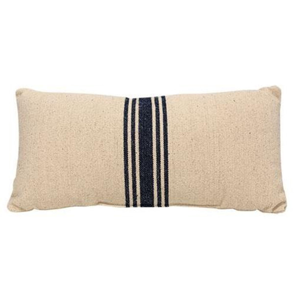 Grain Sack Cream And Navy Stripe Pillow 10X20 GA17PS By CWI Gifts