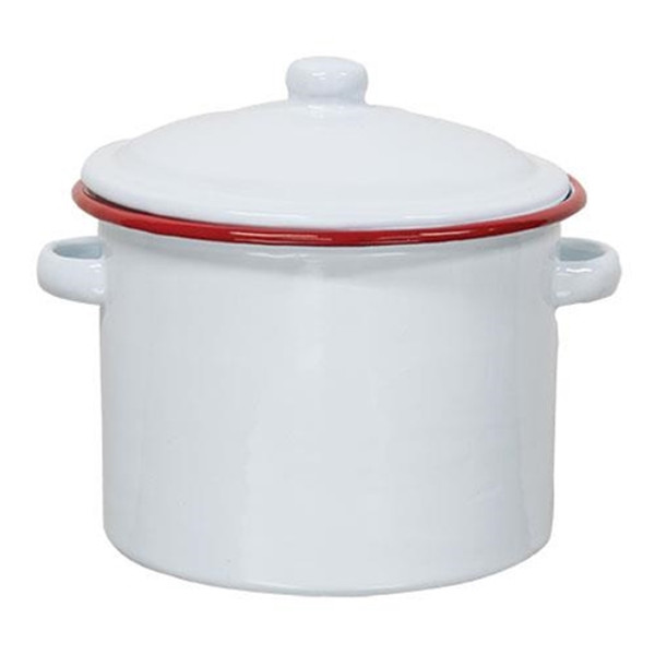 Red Rim Enamel Stock Pot GD9060 By CWI Gifts