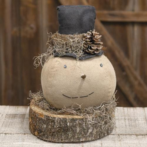Top Hat Snowman On Tree Slice GDA138 By CWI Gifts