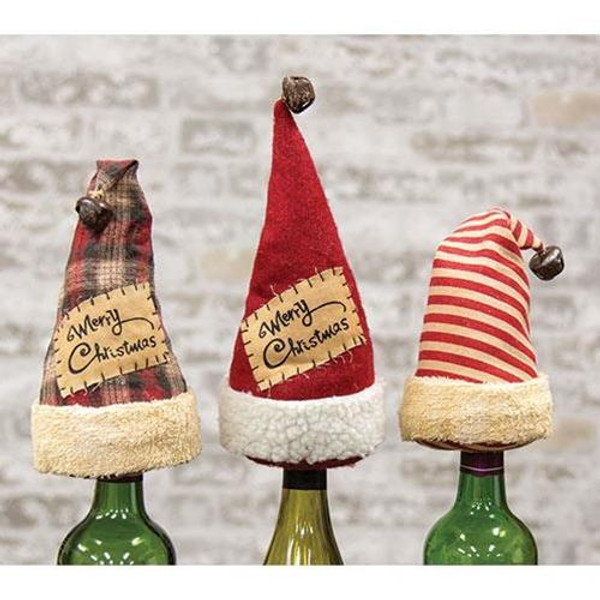 Stocking Cap Bottle Topper 3 Asstd. (Pack Of 3) GDXQ964343A By CWI Gifts