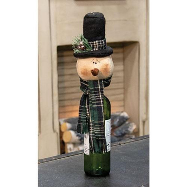 CWI Snowman Head Bottle Topper With Green Plaid Scarf & Hat GDXQ96436