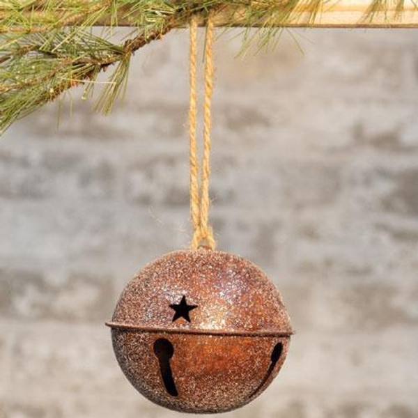 Vintage Glitter Rusty Bell Ornament 4.5" GISB73153 By CWI Gifts