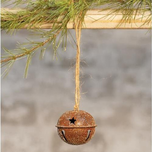 Vintage Glitter Rusty Bell Ornament 2.5" GISB73156 By CWI Gifts