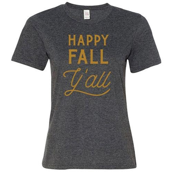 Happy Fall Y'All T-Shirt Heather Dark Gray Small GL05S By CWI Gifts