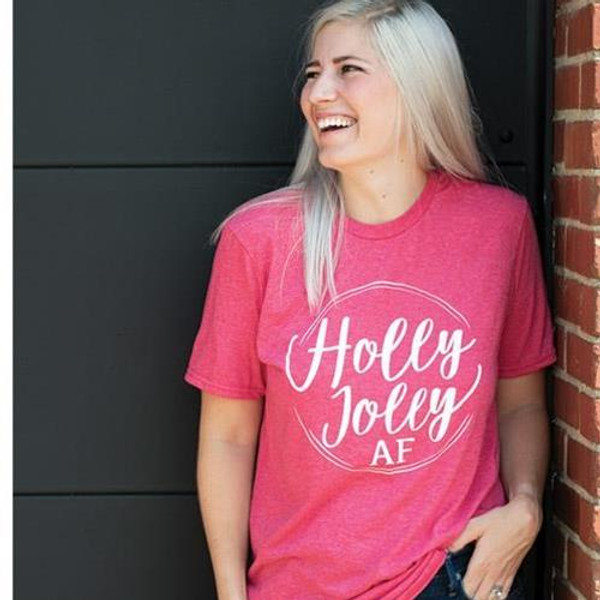 Holly Jolly Af T-Shirt Heather Red Extra Large GL26XL By CWI Gifts