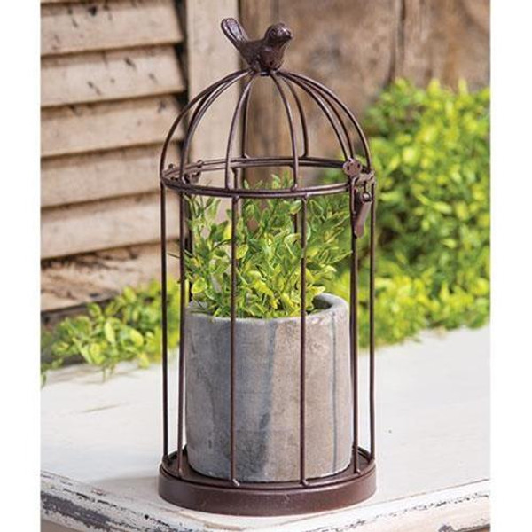 Wire Birdcage With Cement Pot GQX18186 By CWI Gifts
