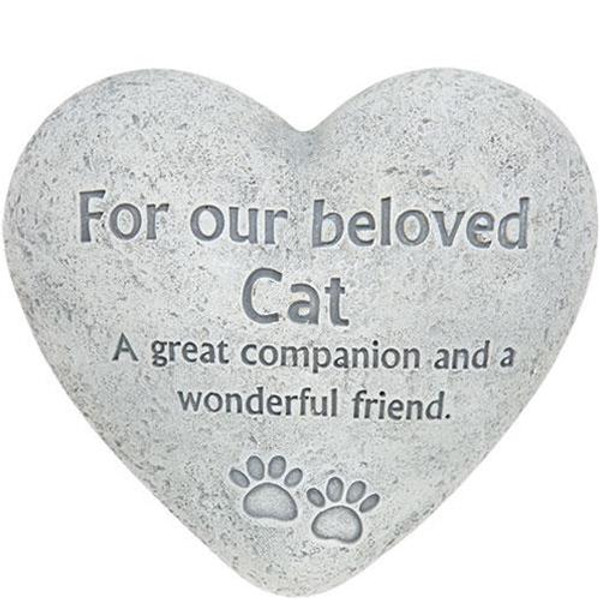 Beloved Cat Cement Heart Memorial GST120 By CWI Gifts