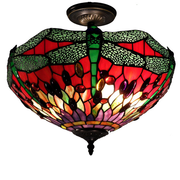 Homeroots Tiffany-Style Dragonfly Ceiling Lamp 226579